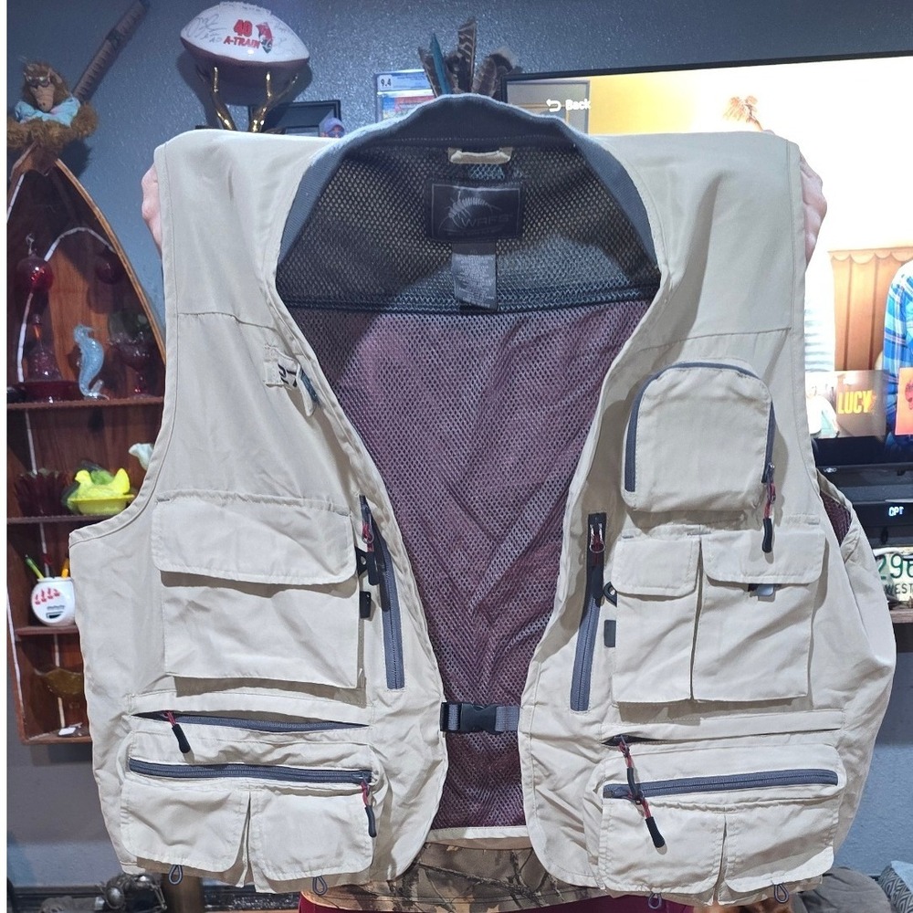 White‎ River Fly Shop WRFS 270 Fishing Vest Mens XXL Tan Khaki Mesh Utility Gear